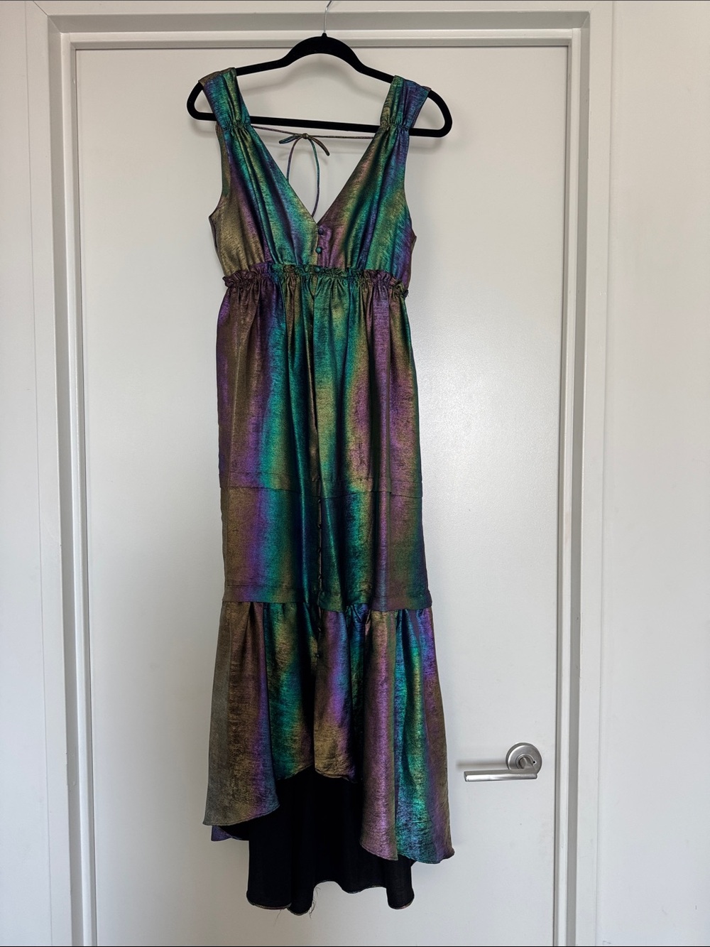 Betsey Johnson Iridescent Green Purple High-Low Dress